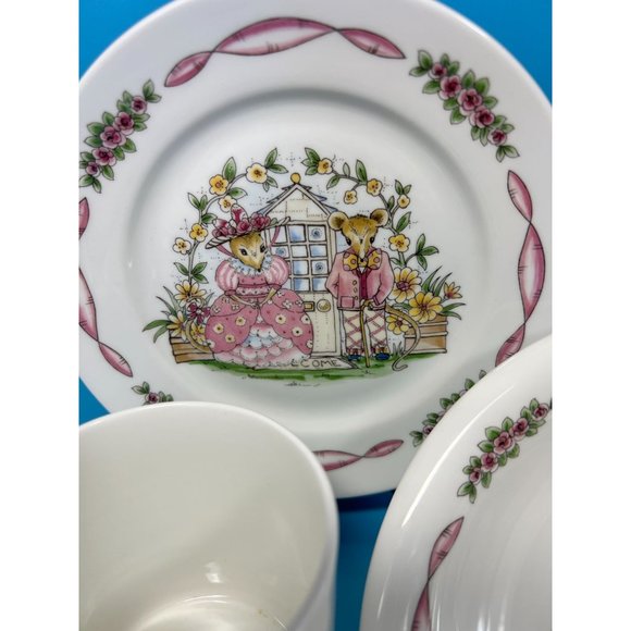 Hammersley Bone China Maisie Mouse 3 Piece Child's Set Cup Bowl Plate England - Picture 2 of 10